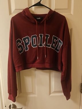 Cider Cropped Hoodie with 'SPOILED' in Burgundy